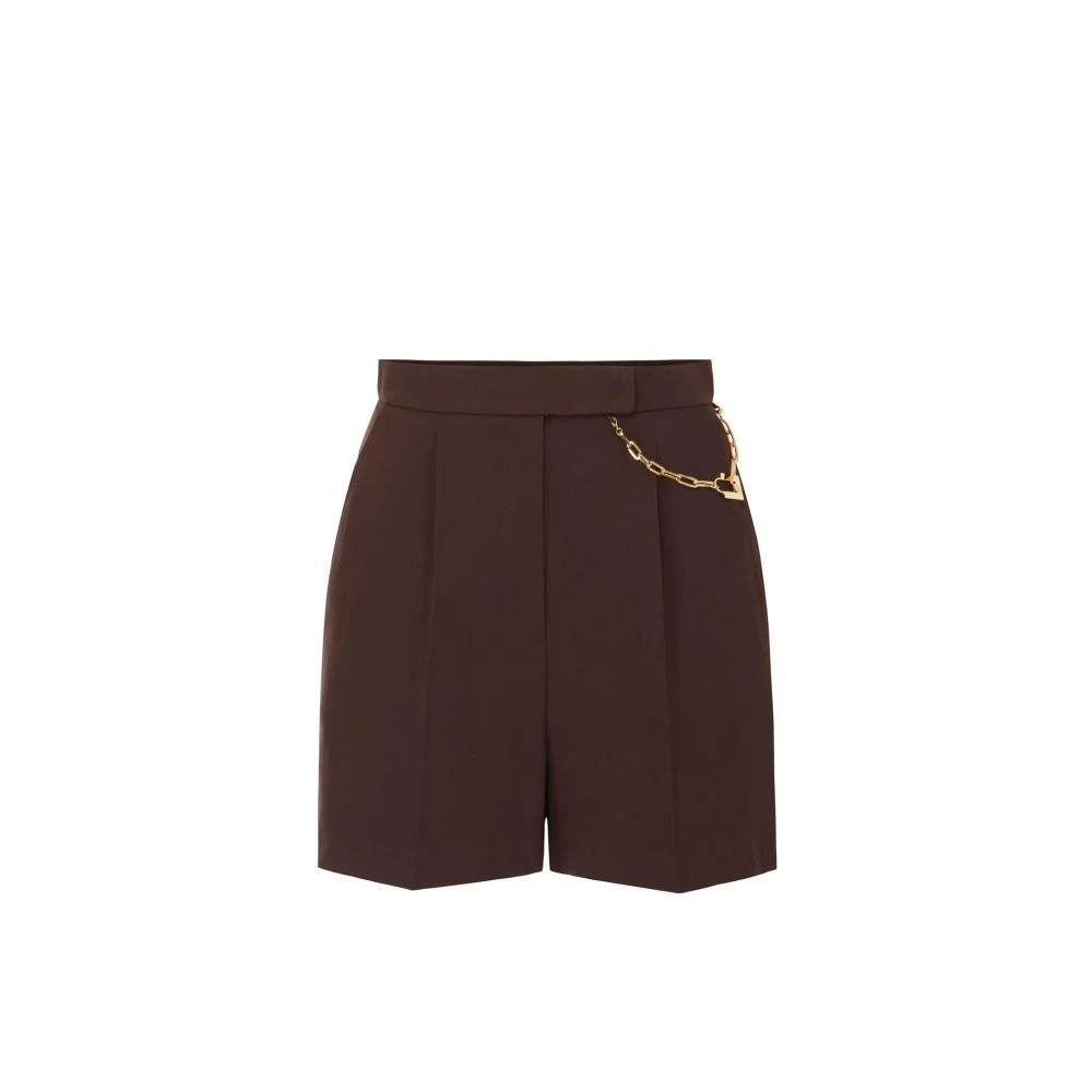 Elisabetta Franchi Brown Gabardine Shorts With Jewel Logo - Female - Short Shorts - Xl - Shorts