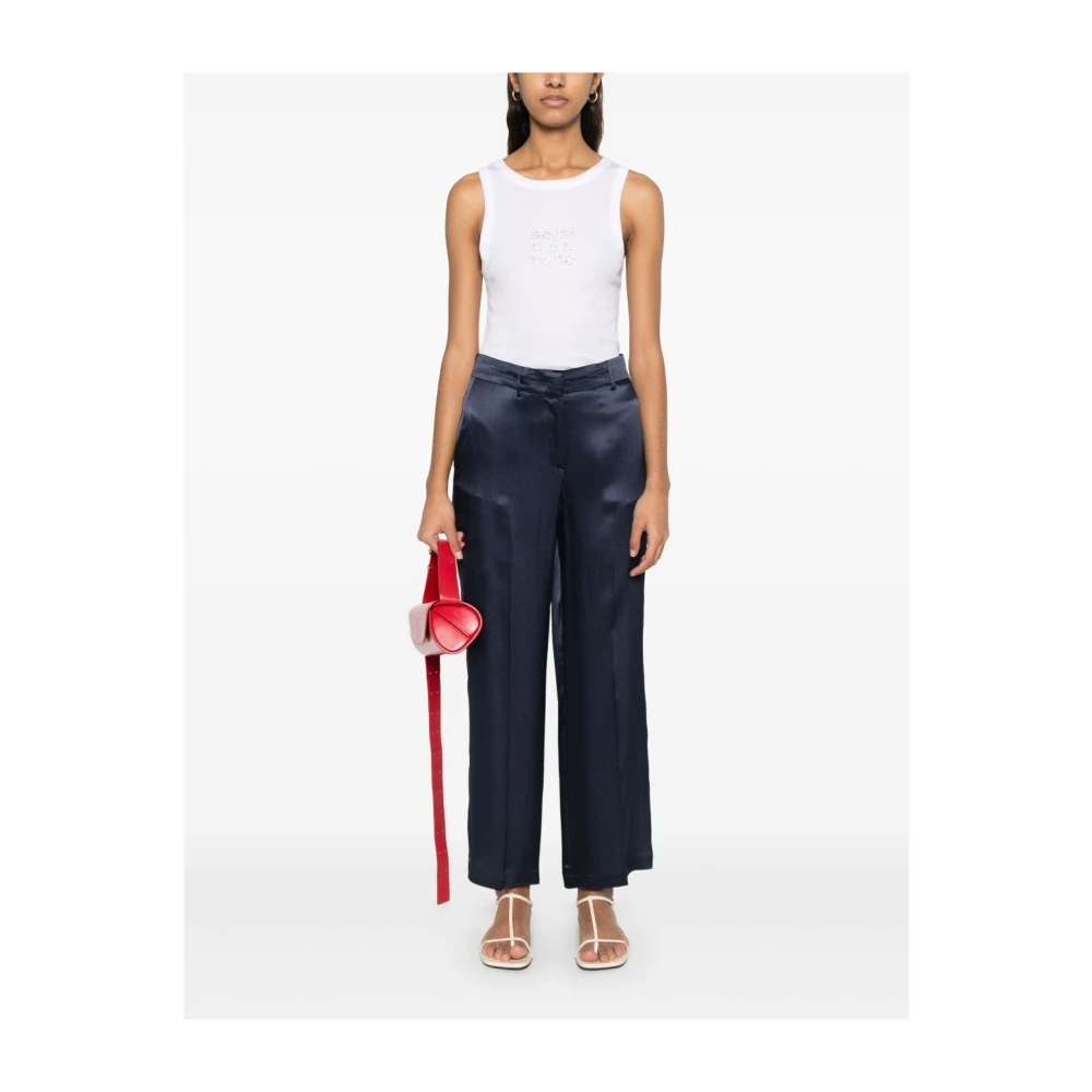 Semicouture Blauwe Broek met Riemlussen Blue Dames