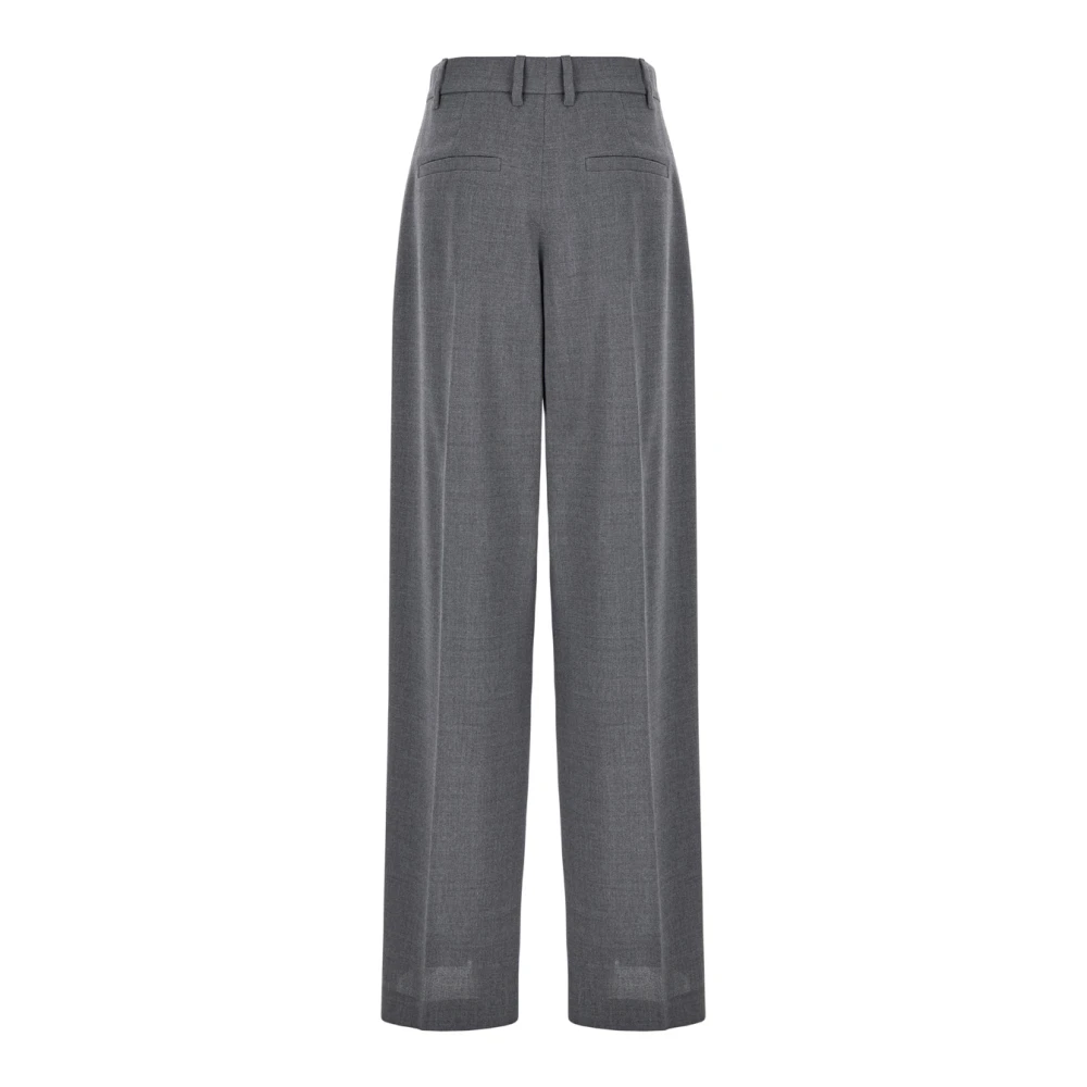 BRUNELLO CUCINELLI Grijze Wol Hoge Taille Broek Gray Dames