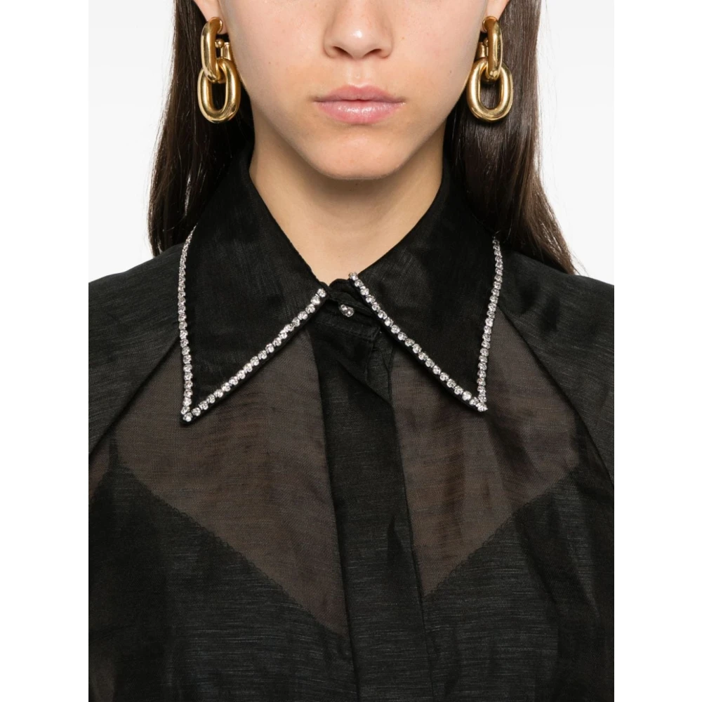 Zimmermann Doorschijnende kristalkraag shirt Black Dames