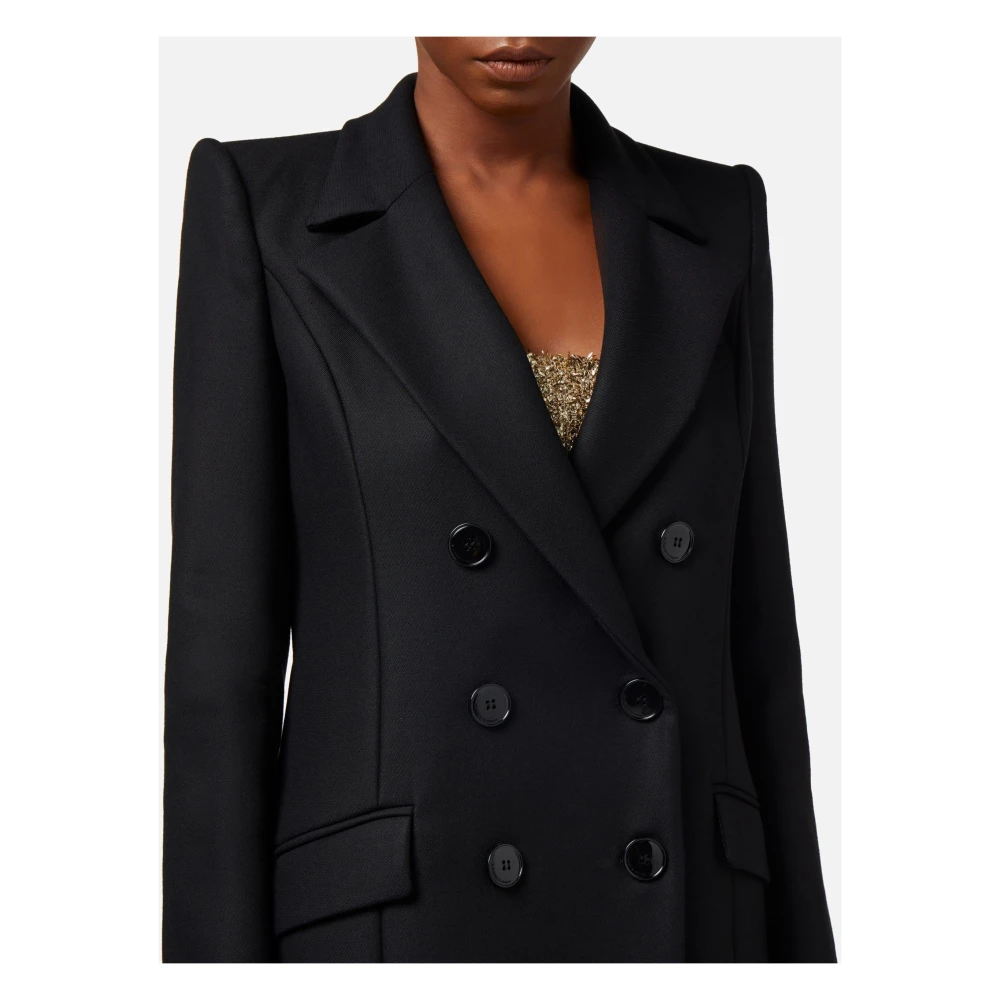 Elisabetta Franchi Crepe Cross Jacket Cp00241E2-110 Black Dames