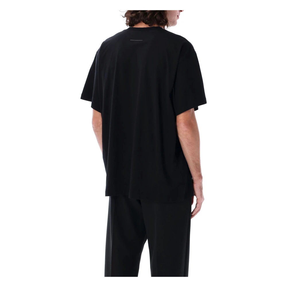 MM6 Maison Margiela Zwarte Numerieke Handtekening T-Shirt Black Heren