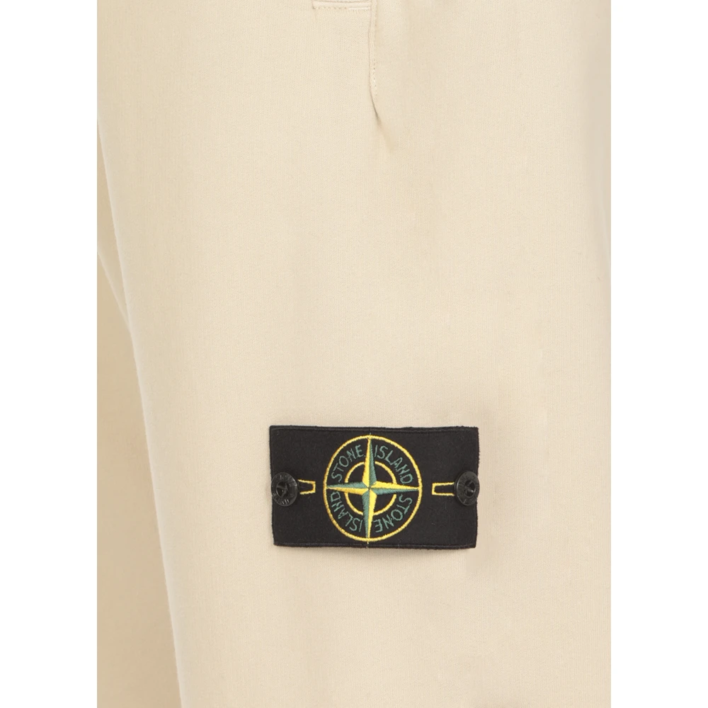 Stone Island Beige Katoenen Broek met Iconische Patch Beige Heren