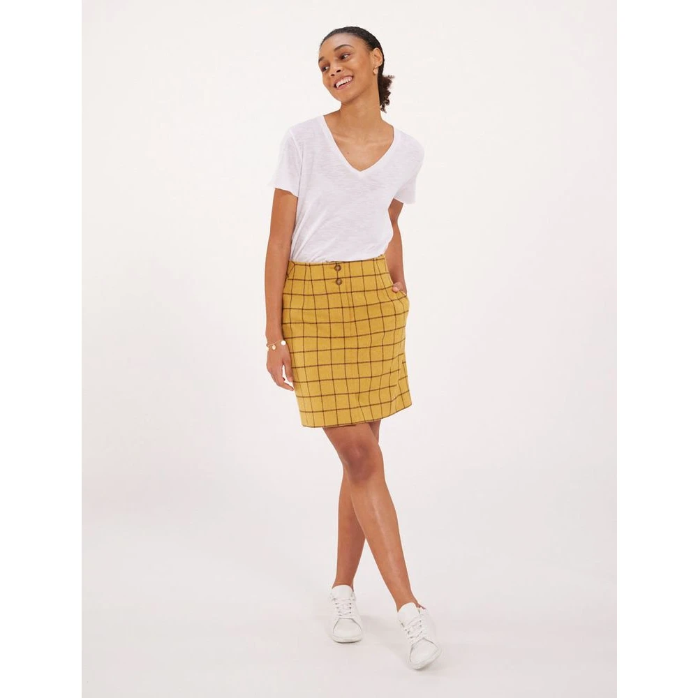 Ines De La Fressange Paris Moderne Geruite Wollen Rok Yellow Dames