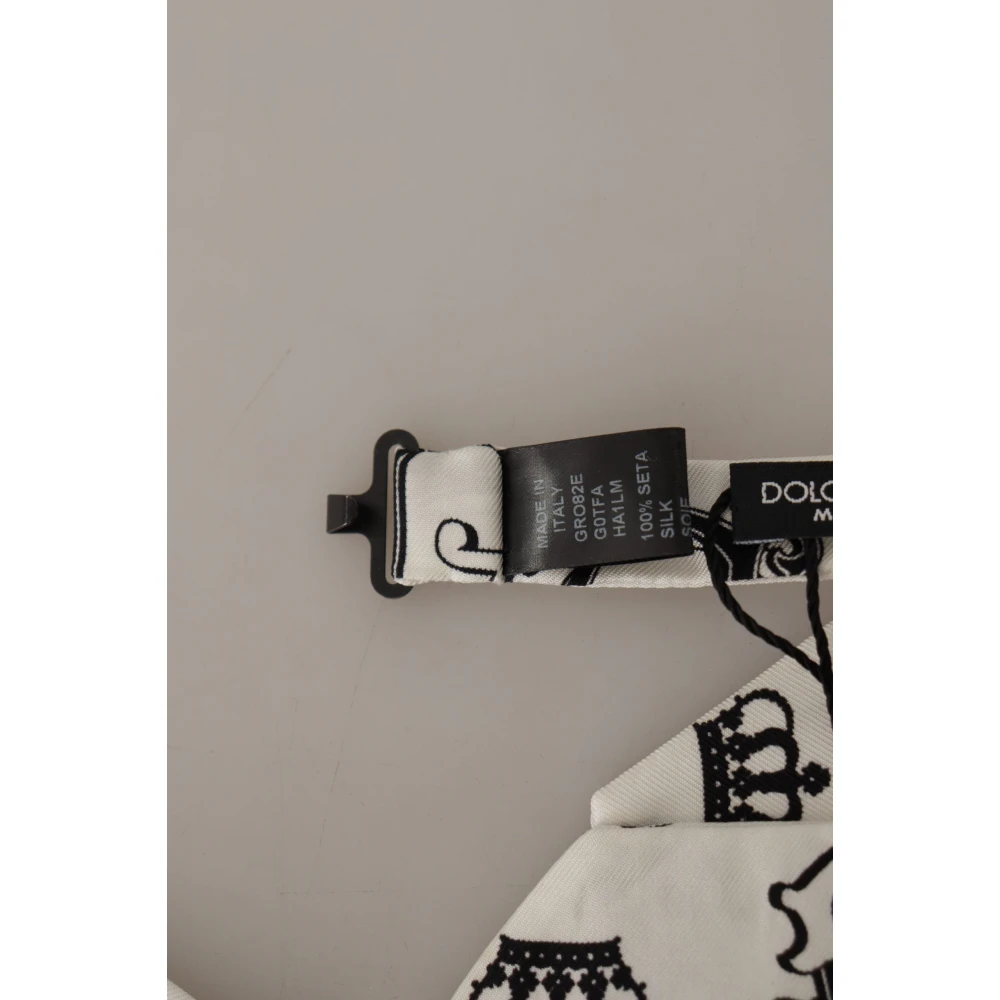 Dolce & Gabbana Kroonpatroon Zijden Strik White Heren