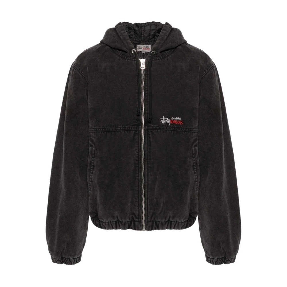 Stüssy Zwarte Canvas Lichtgewicht Jas met Logo Black Heren