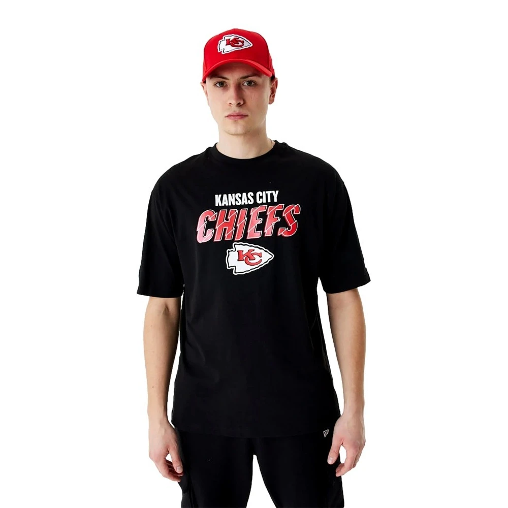 new era Zwarte Chiefs Script Grafische Tee Black Heren
