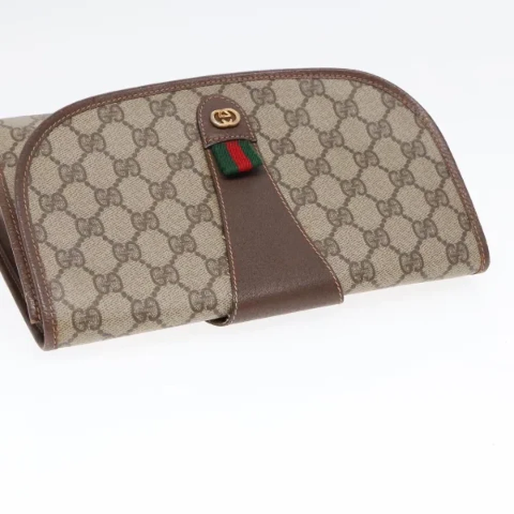 Gucci Vintage Pre-owned Leather clutches Beige Dames