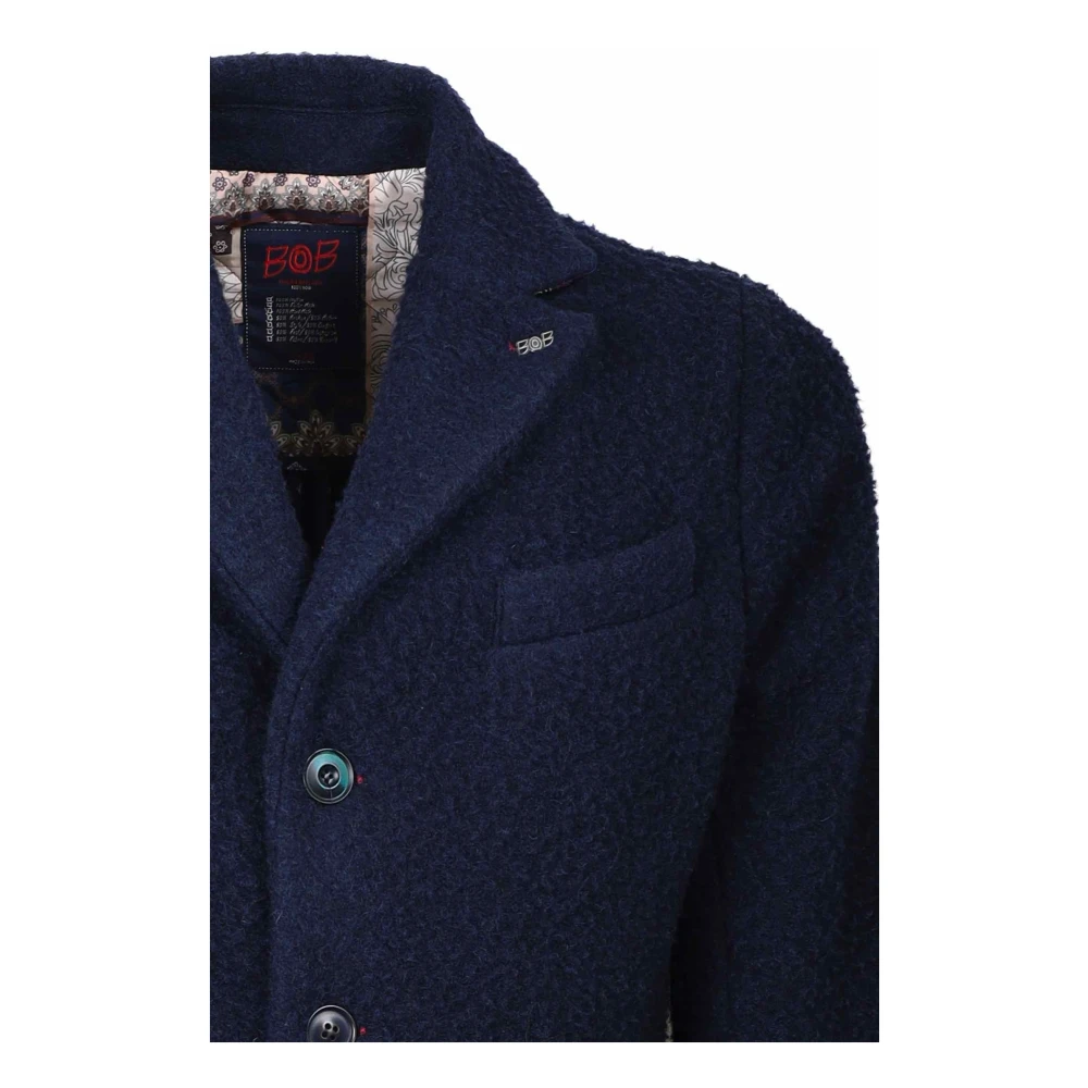 BOB Korte Blauwe Wollen Jas Blue Heren