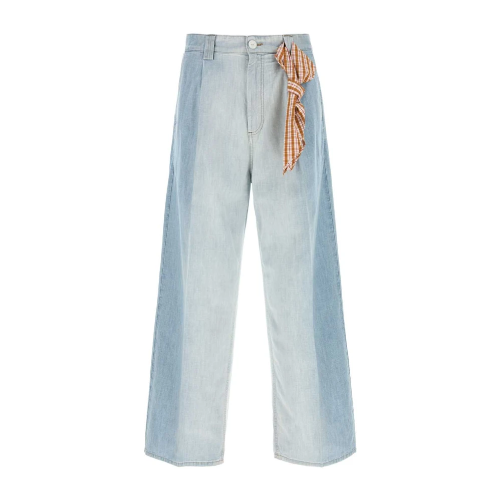 Marni Men's Blue Pleats Foulard Trousers - Straight Fit Jeans - W31 - Jeans