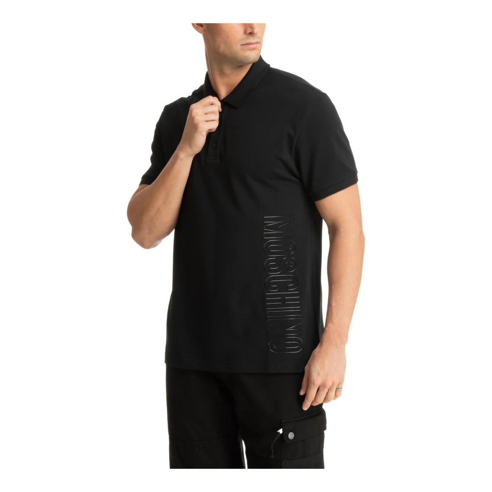 Moschino Effen Polo Shirt met 3 Knopen Black Heren