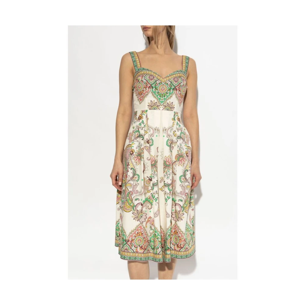 ETRO Witte Mouwloze Sweetheart Neck Jurk Multicolor Dames