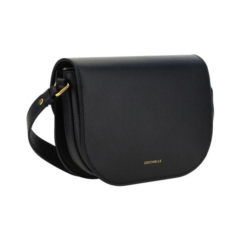 Coccinelle Garnet leren schoudertas met klep Black Dames