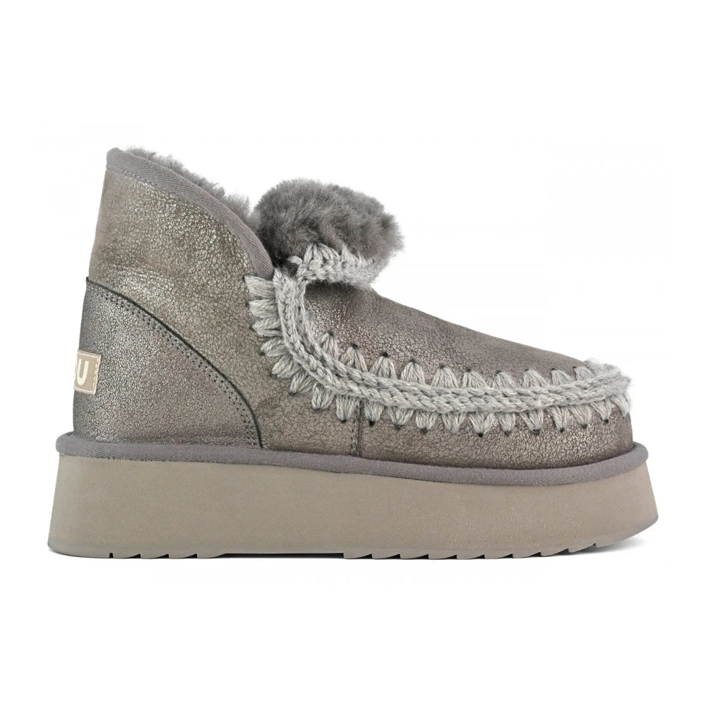 Mou Metallic Mini Eskimo Platform Boot Gray Dames