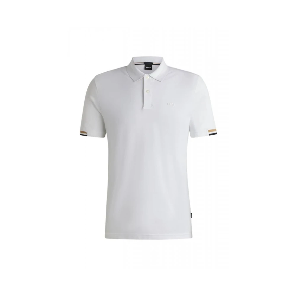 Hugo Men's White Polo Shirts, 2XL, Rubberised-Logo Polo Shirt