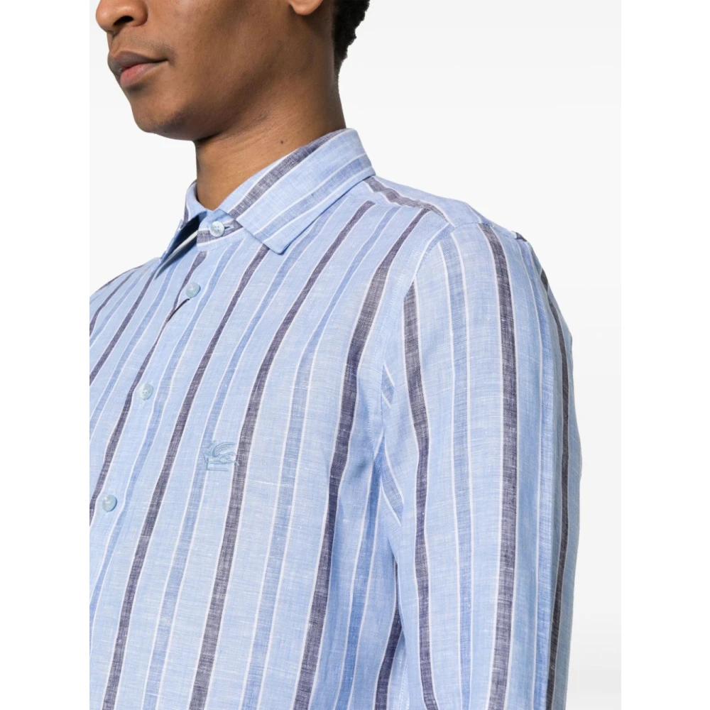 ETRO Casual Shirts Blue Heren