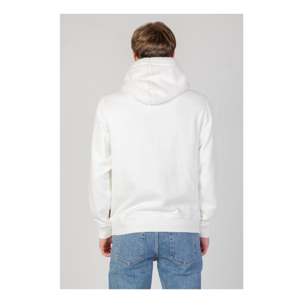 Boss Witte Katoenen Hoodie White Heren