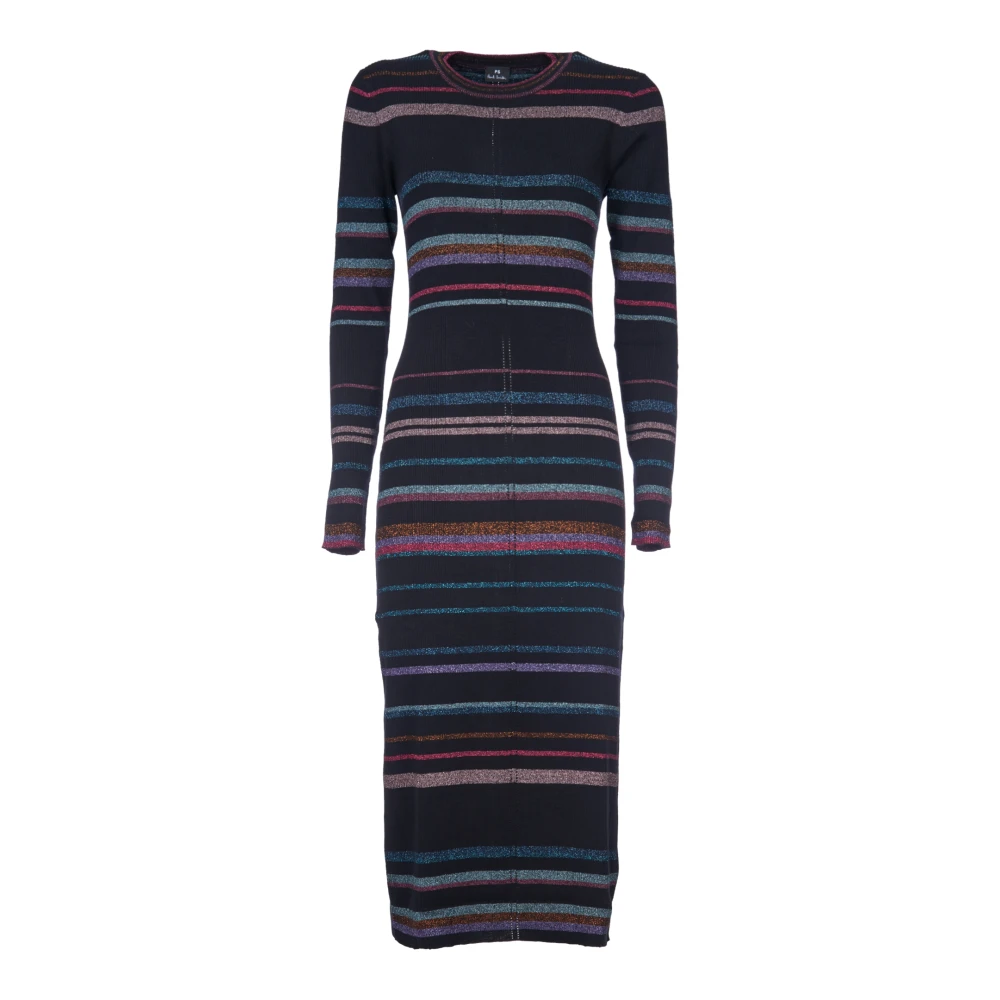 PS By Paul Smith Gestreepte Zwarte Jurk Aw24 Multicolor Dames