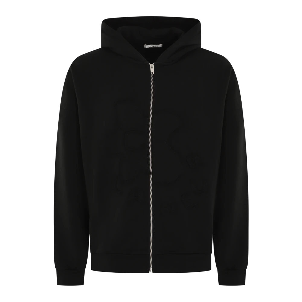 Flâneur Blomster Patches Dragkedja Hoodie Black, Herr