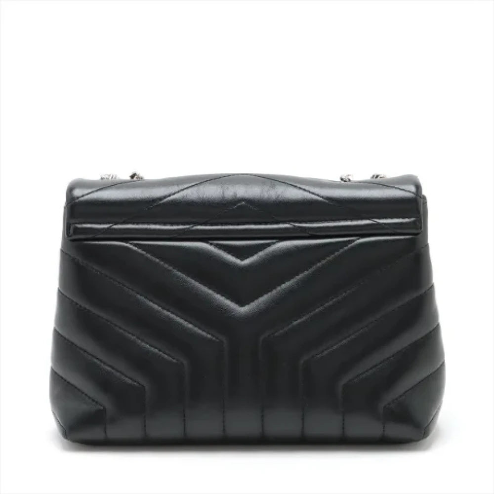 Yves Saint Laurent Vintage Pre-owned Loulou Small Chevron Quilted Leather 2-Ways Envelope Bag Black Dames