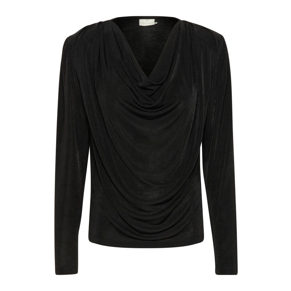 Kaffe Elegante Gedrapeerde Jersey Blouse Zwart Black Dames