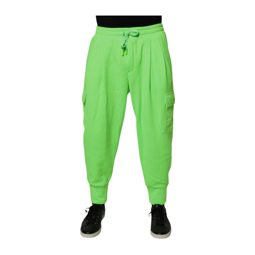 Dolce & Gabbana Men's Green Sweatpants,, Neon Cargo Jogger Joggers Extra Small