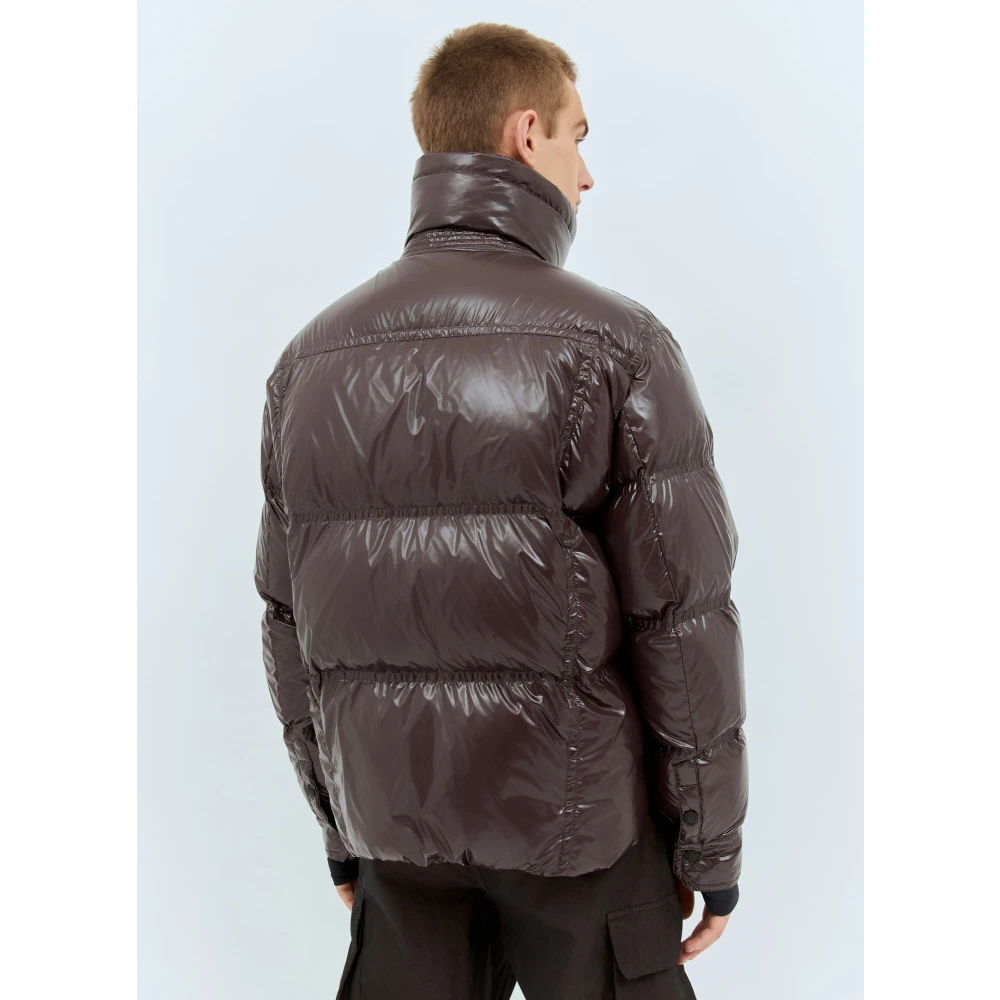 Moncler Glanzende Finish Overhemdjasje met Logo Brown Heren
