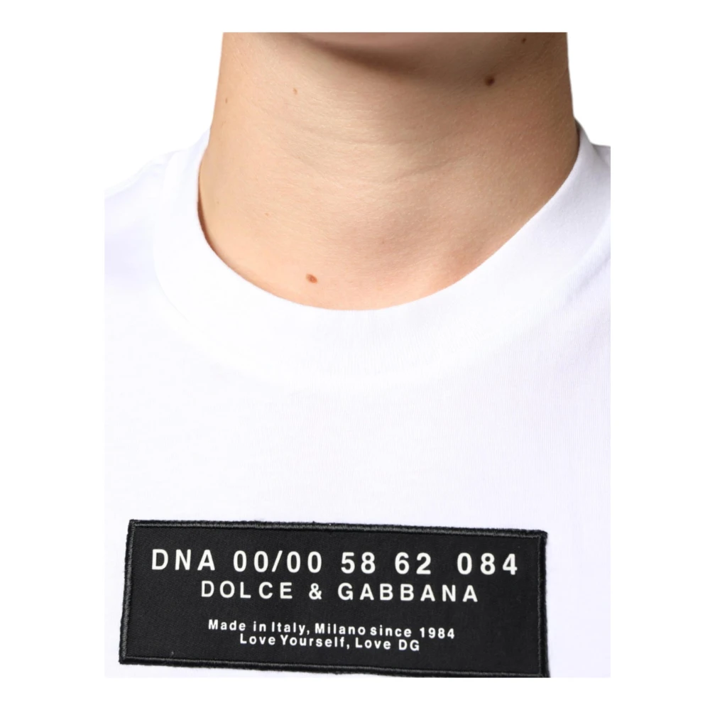 Dolce & Gabbana Wit Katoen Logo Applique T-Shirt White Heren