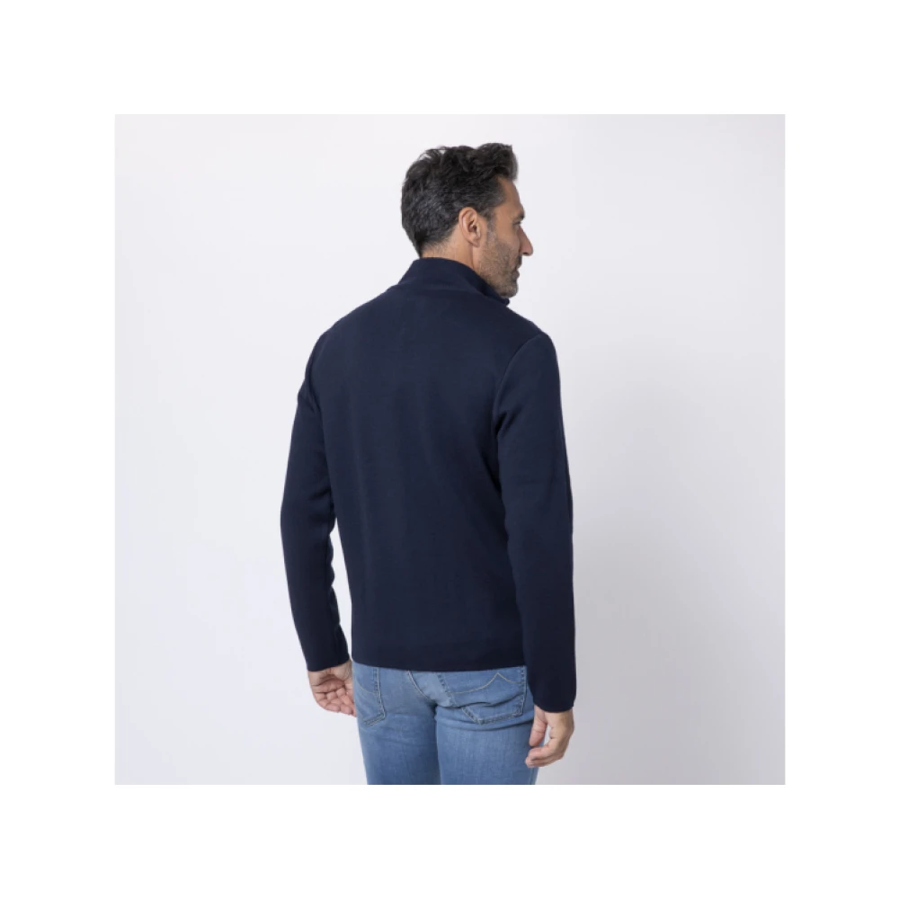 Gran Sasso Navy Rits Ribboord Vest Blue Heren