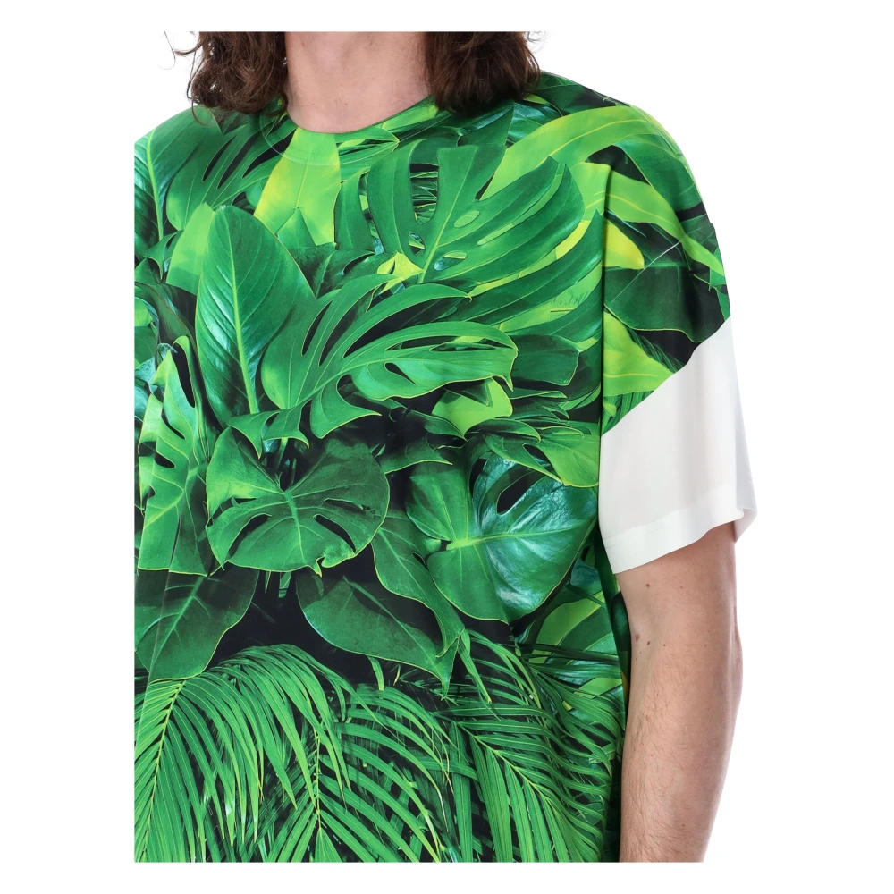 Comme des Garçons Groene Bladprint T-shirt Green Heren