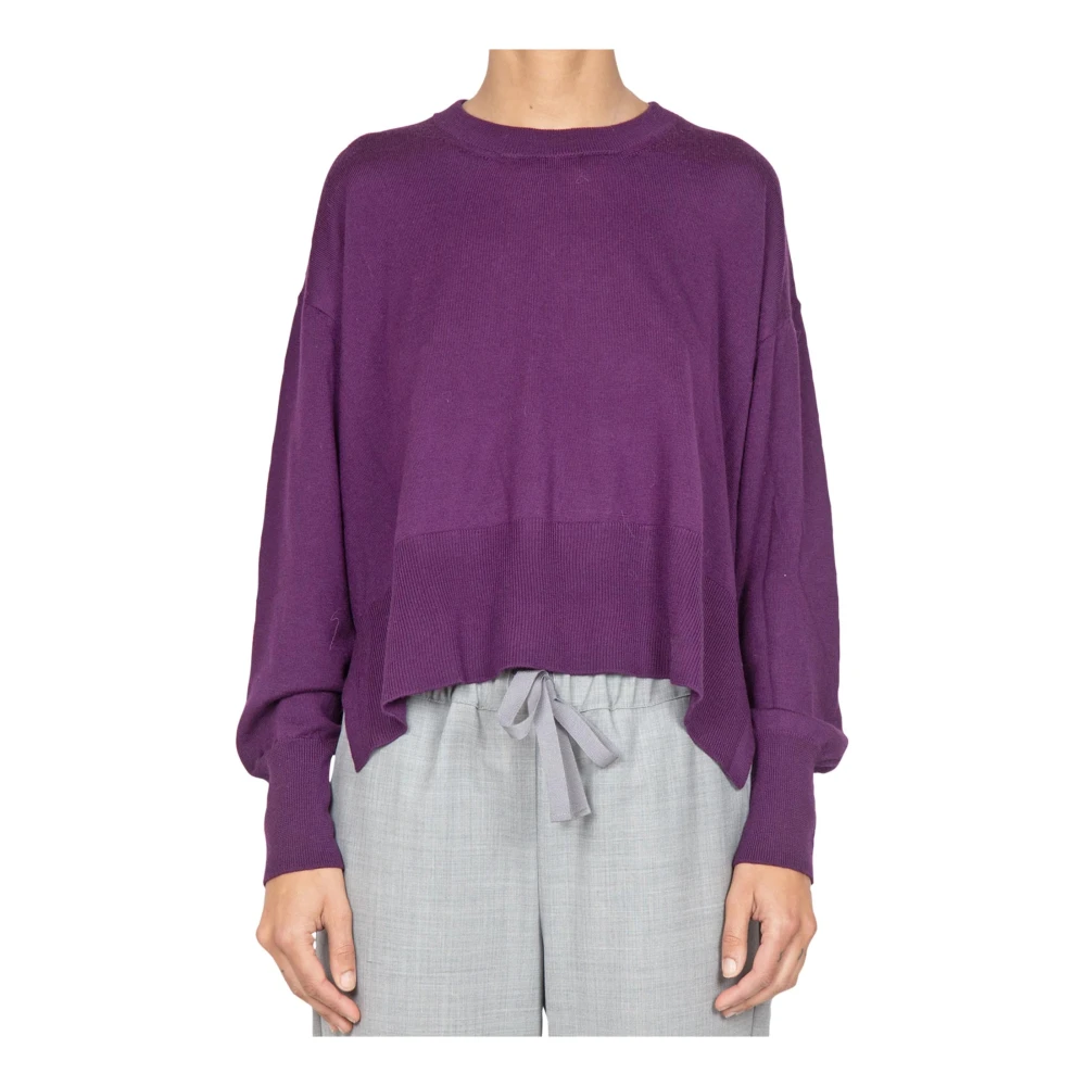 Jucca Wollen Ribtrui met Zijsplitten Purple Dames
