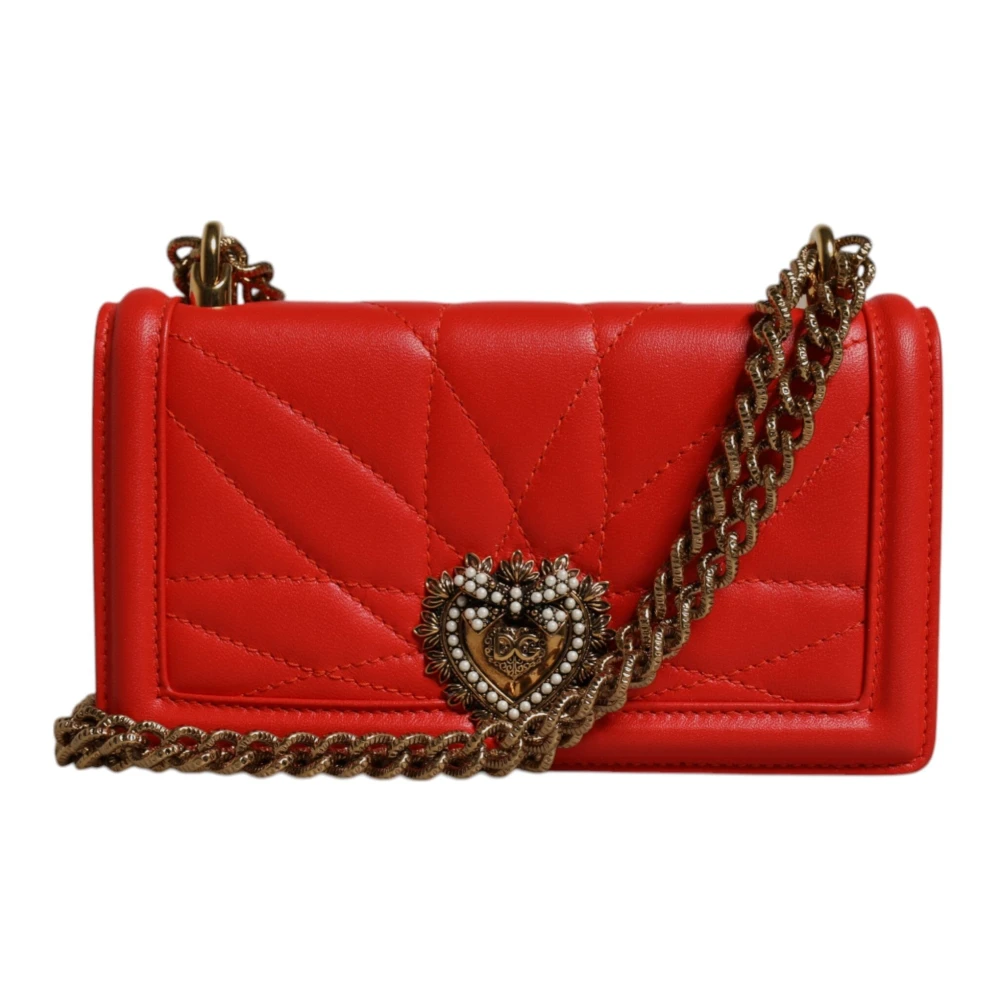 Dolce & Gabbana Women's Red Quilted Devotion Crossbody Phone Bag