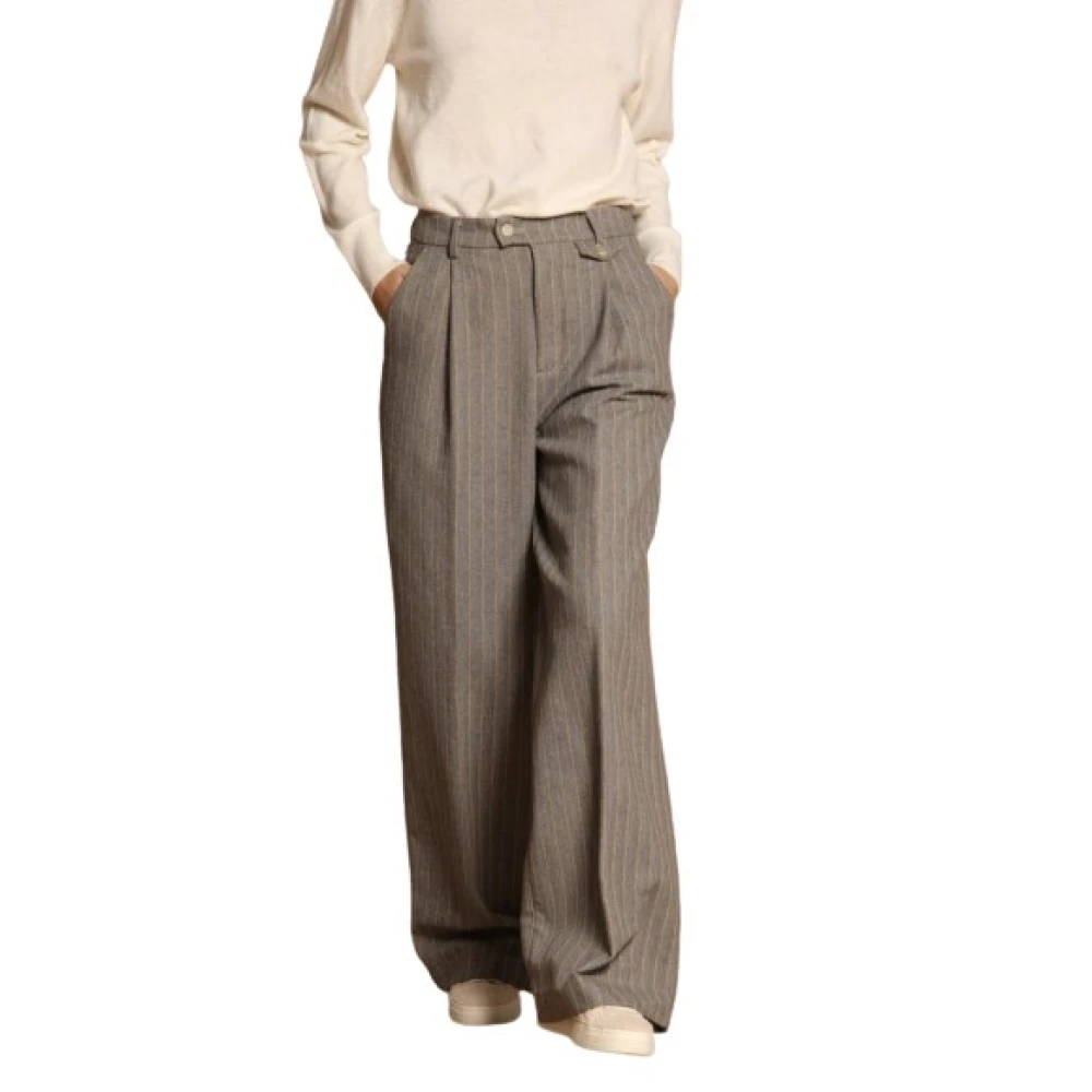 Mason's Beige Chino Broek met Lurex Streep Gray Dames