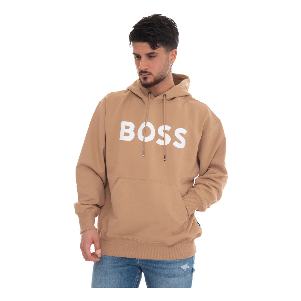 Boss Oversized Hoodie Beige, Herr