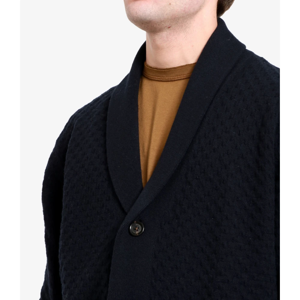 Paolo Pecora Wol Gebreid Shawl Revers Vest Black Heren