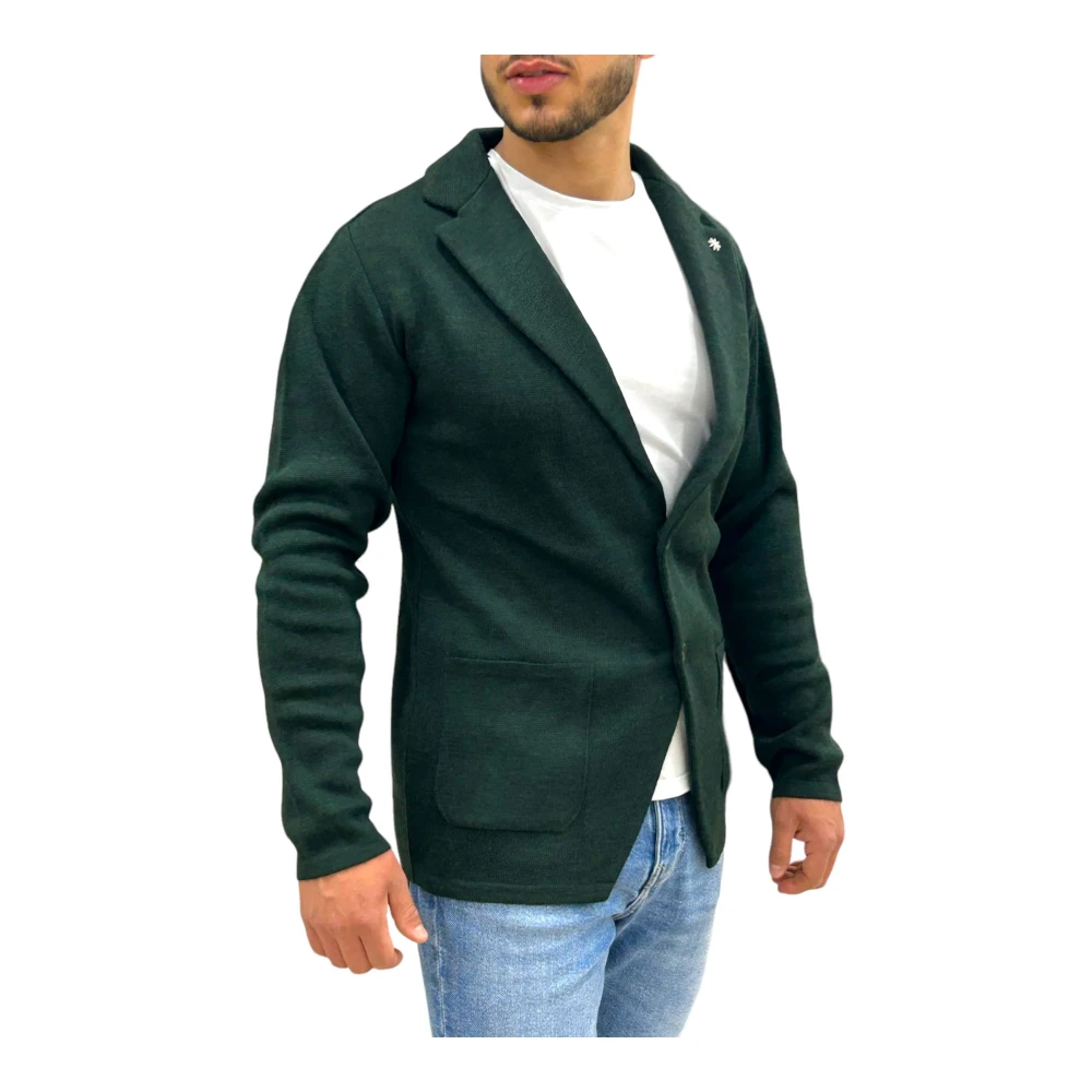 Manuel Ritz Stijlvolle Cardigan voor Mannen Green Heren