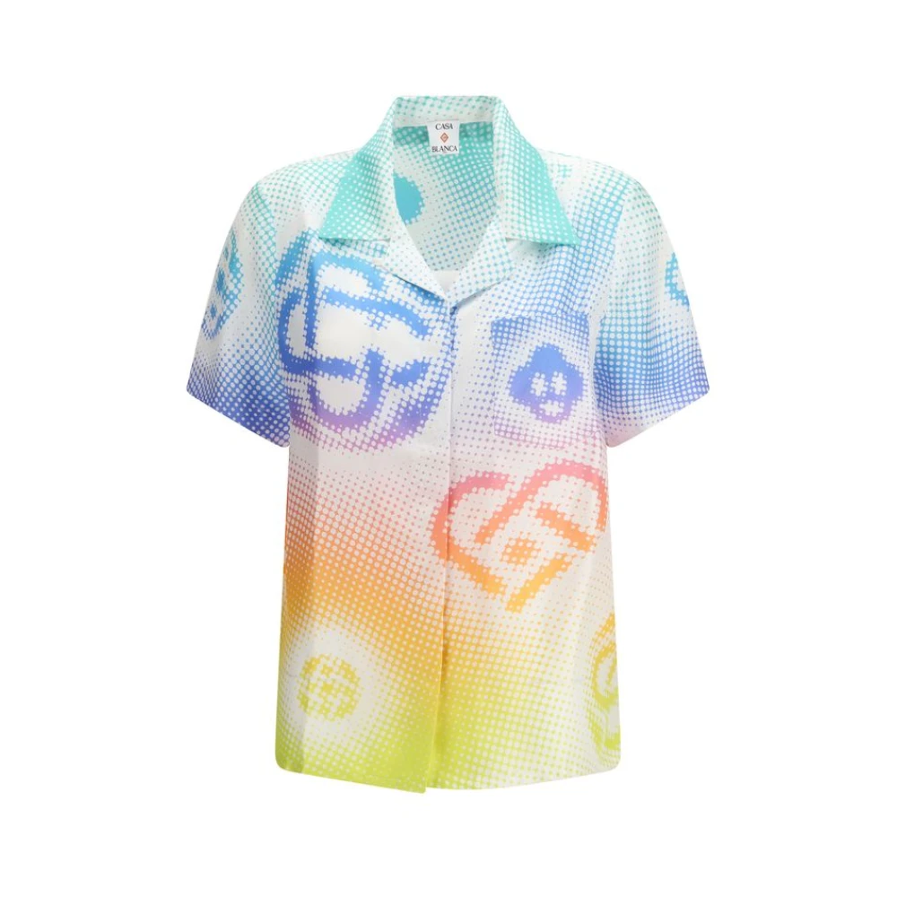 Casablanca Women's Multicolor Shirts, S, Halftone Logo Short-Sleeve Shirt
