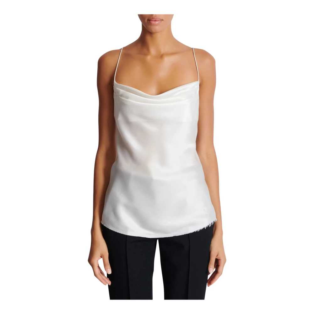 Balmain Gedrapeerde satijnen top White Dames