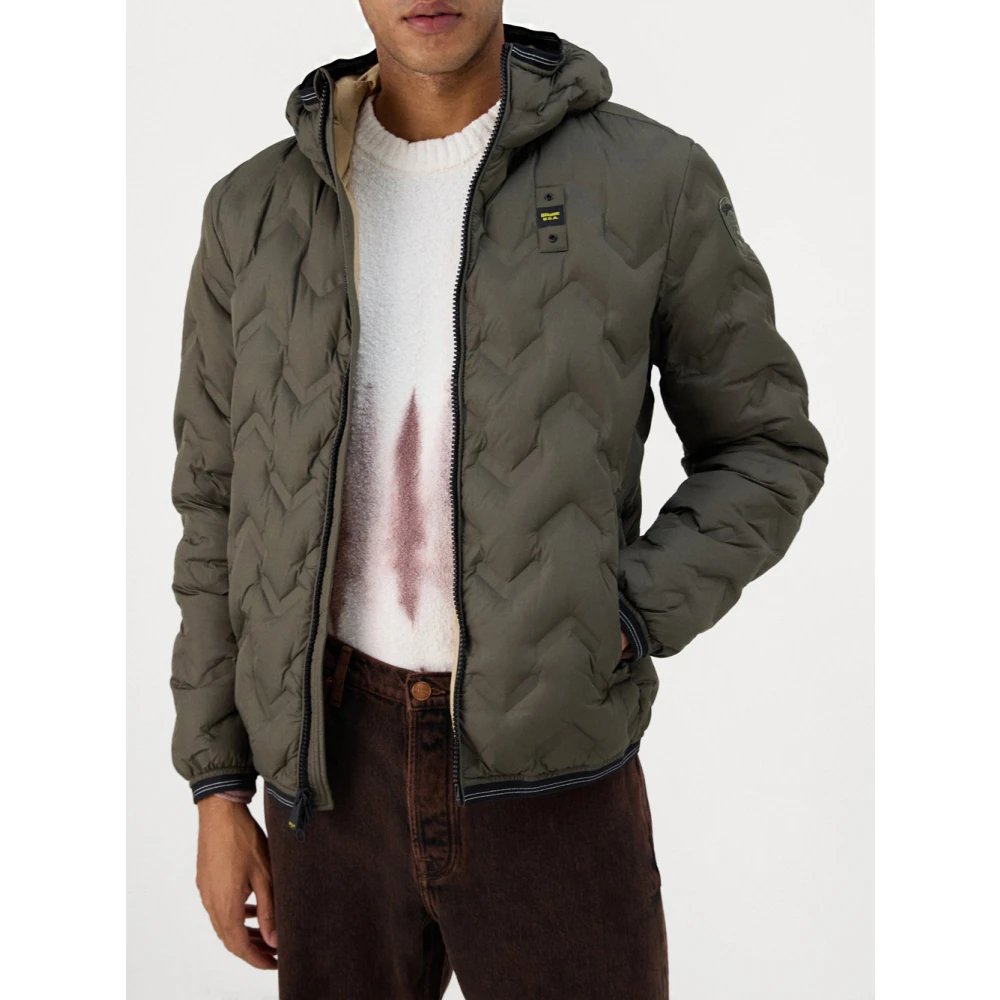 Blauer Groene gewatteerde jas met capuchon Green Heren