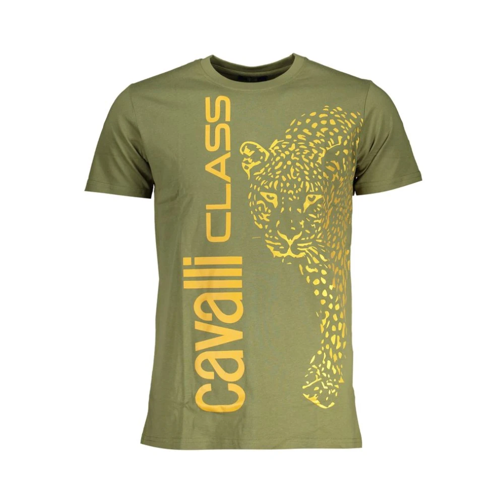 Cavalli Class Groen Katoen Logo Print T-Shirt Green Heren