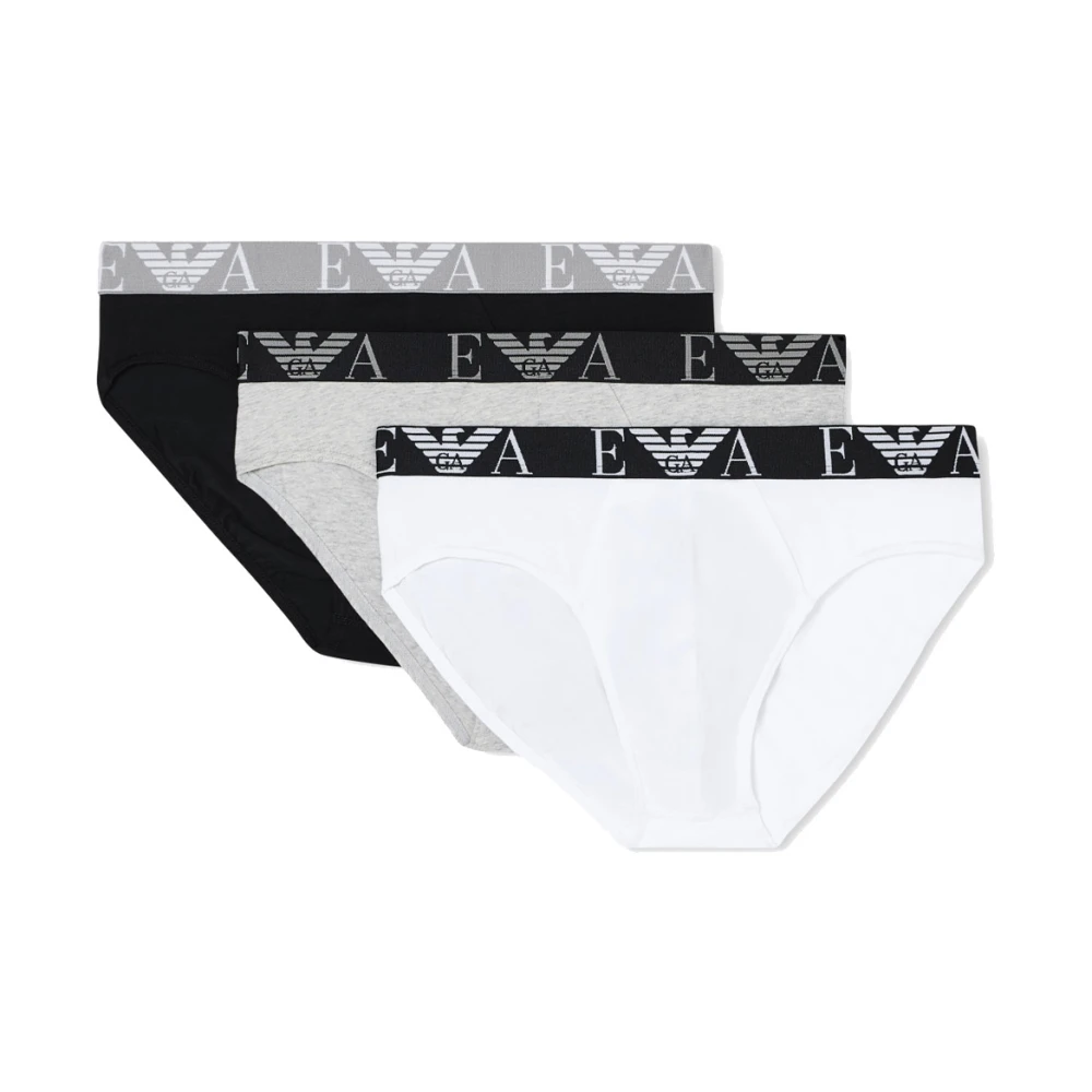 Emporio Armani Men's Multicolor Underpants, L, Three-Pack Stretch Cotton Briefs