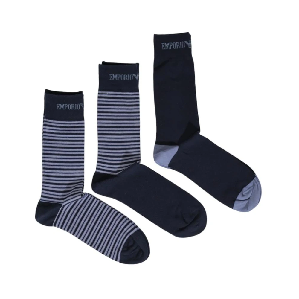 Emporio Armani Blauwe Katoenen Herensokken Collectie Blue Heren