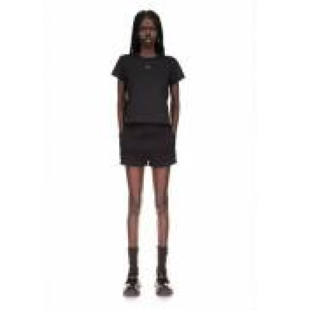 alexander wang Zwart Logo Tee Met Halsband Black Dames