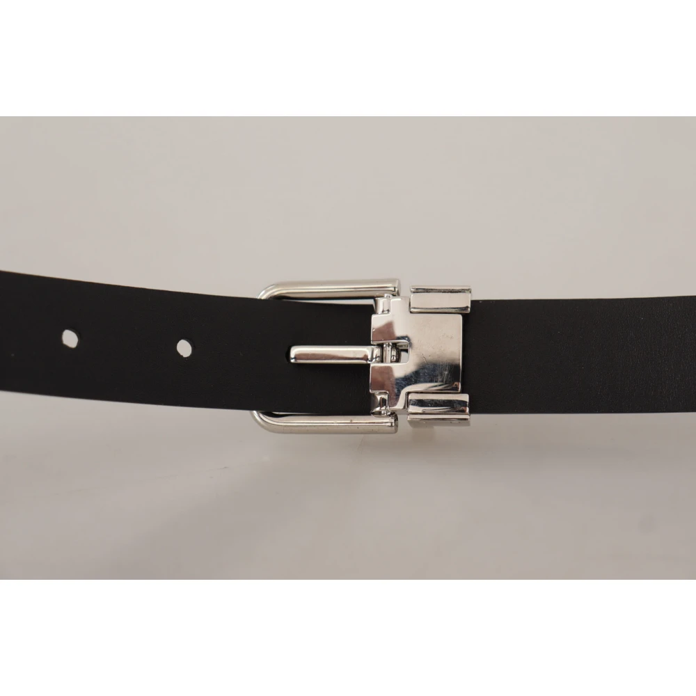 Dolce & Gabbana Zwart Kalfsleren Klassiek Logo Riem Black Heren