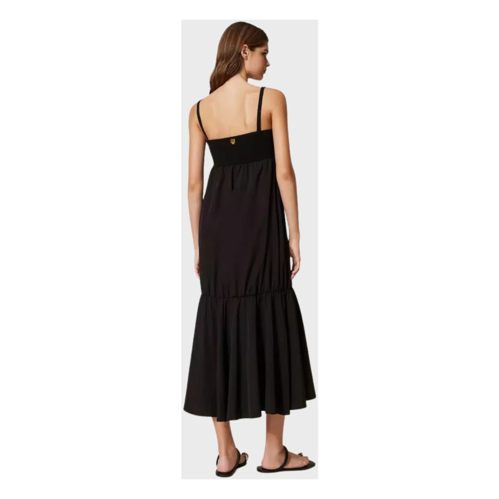 Twinset Zwarte Geborduurde Gebreide Jurk Black Dames