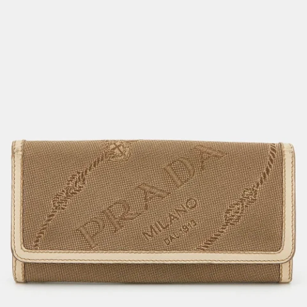 Prada Vintage Pre-owned Canvas wallets Beige Dames