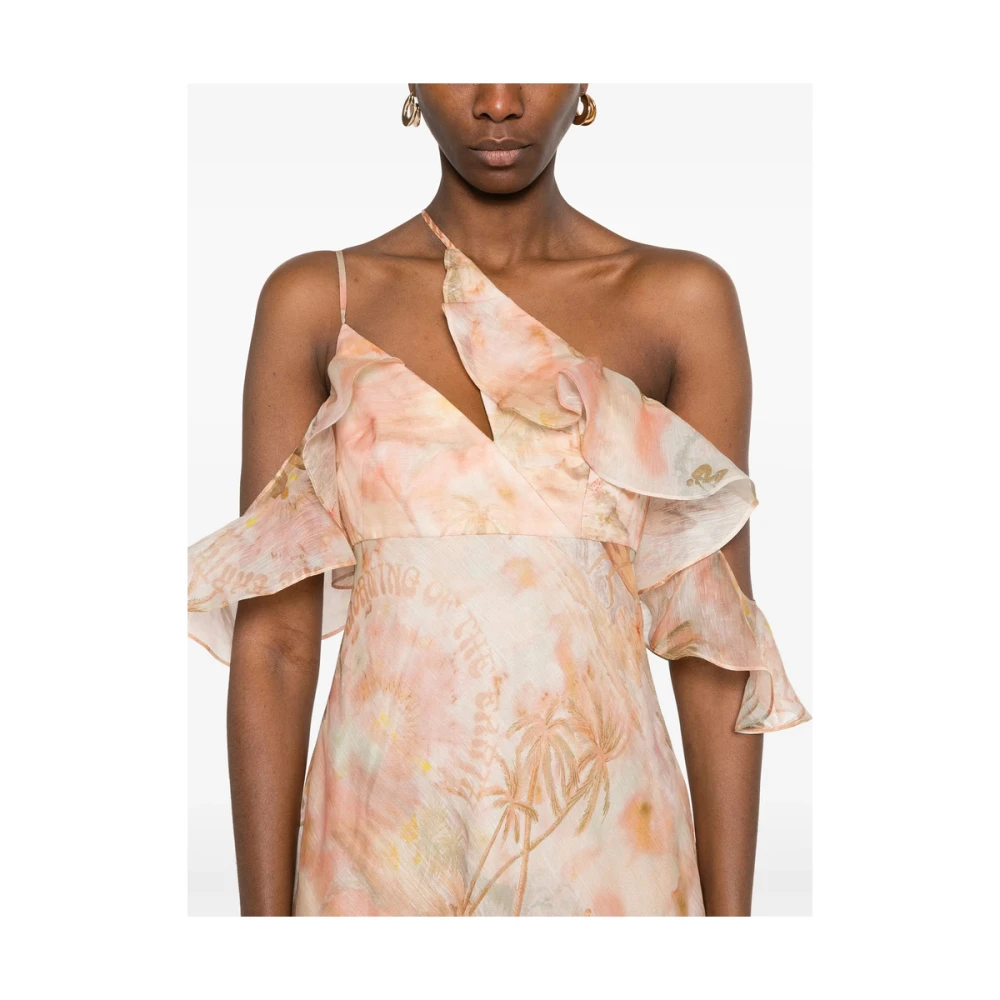 Zimmermann Gerimpelde Ecru Jurk met Verstelbare Bandjes Beige Dames