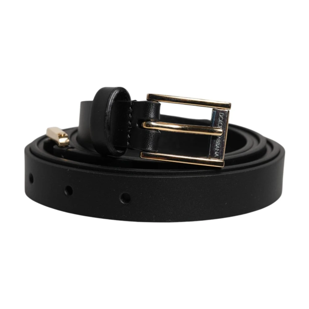 Dolce & Gabbana Mannelijk Zwart Accessoires Heren, 110 Cm, Leer, Klassieke Kalfsleren Riem Met Metalen Gesp