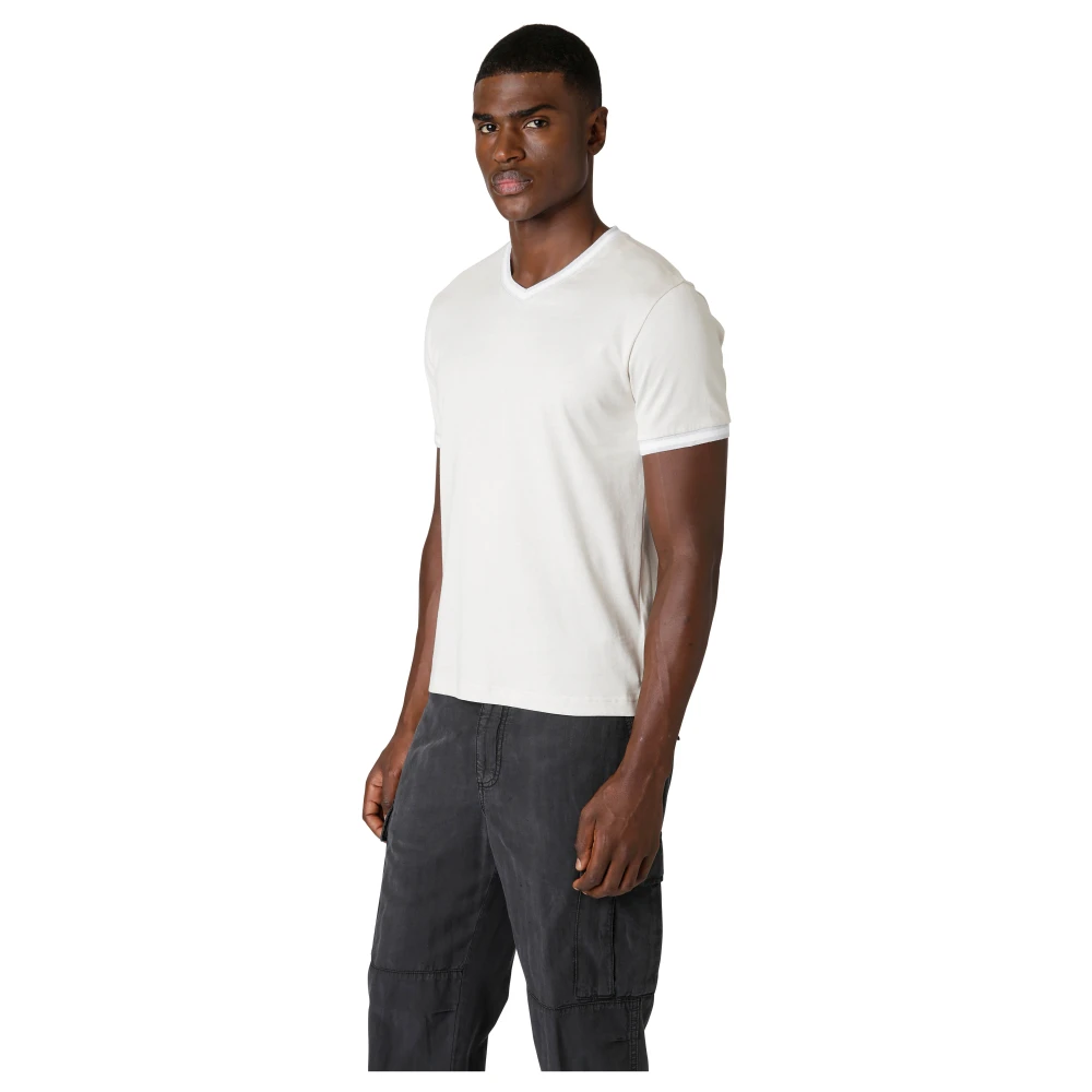 Eleventy V-hals Katoenen Jersey T-shirt Beige Heren
