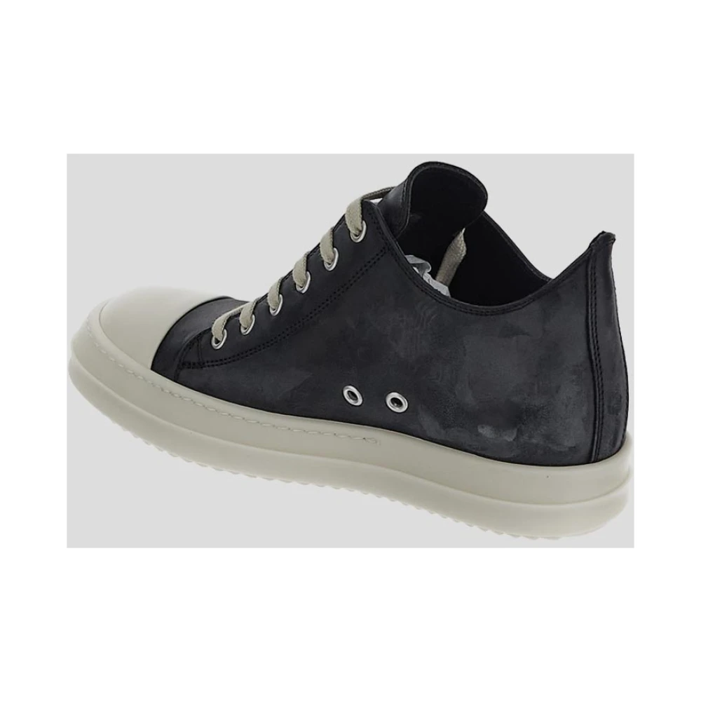 Rick Owens Lage Sneakers van Leer Black Dames